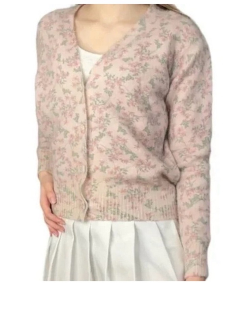 Bartolini NWT Button Cardigan Cottagecore Sweater - Pink Floral, Size L